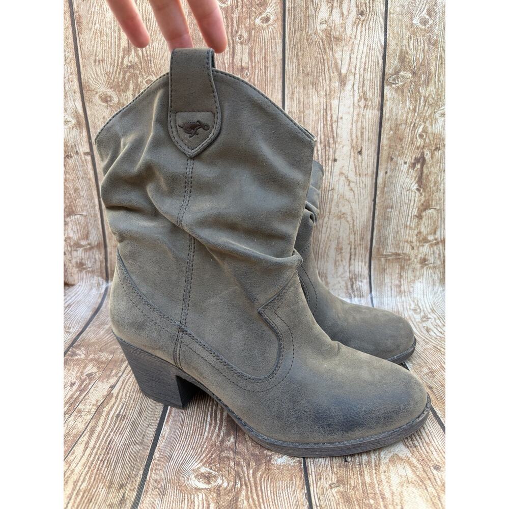 Rocket Dog Gray Western Mid-Calf Pull On Boots Round Toe Block Heel SIZE 7.5